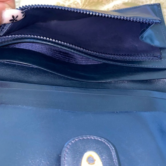 💯AUTHENTIC CELINE TRIOMPHE NAVY BLUE CALF SKIN LEATHER LONG BI-FOLD WALLET - Picture 5 of 15